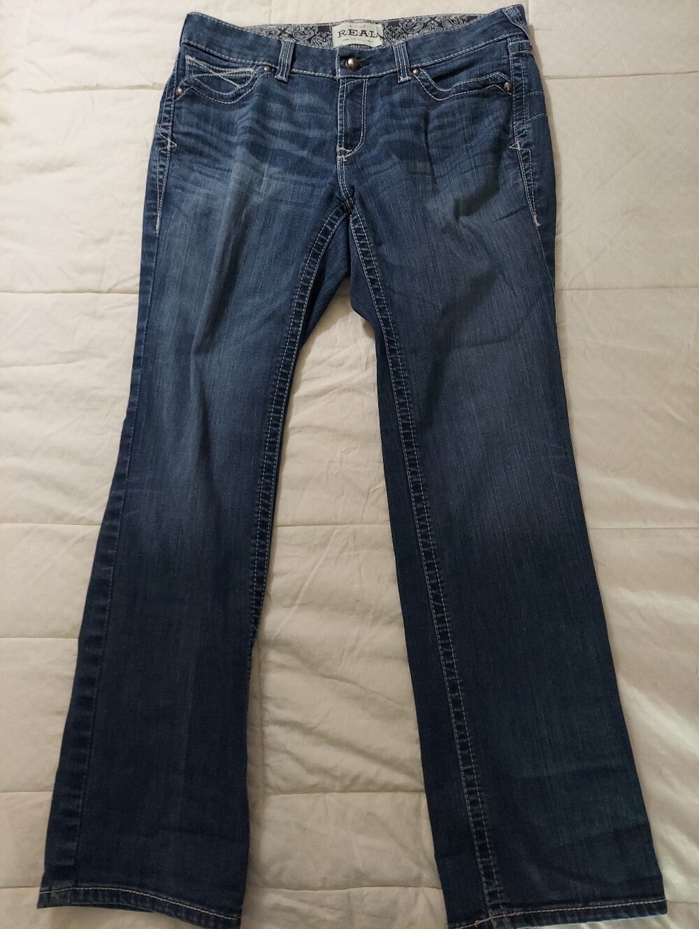 Ariat Women's REAL Denim Mid Rise 32 R Regular Straight Ocean